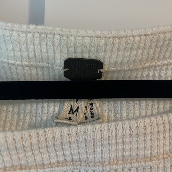 We The Free Waffle Knit Blouse with Fancy Baggy Sleeves- Size M - Picture 3 of 4